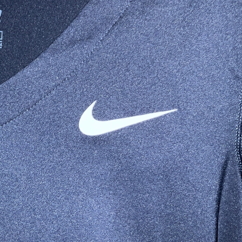 Nike Pro Women's Long-Sleeve V-Neck Top - Navy with White Swoosh - Picture 3 of 6